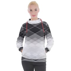 Black White Grey Color Diamonds Women s Hooded Pullover by SpinnyChairDesigns