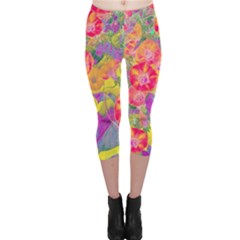 Red Liana Flower Capri Leggings  by DinkovaArt