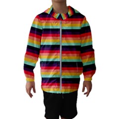 Contrast Rainbow Stripes Kids  Hooded Windbreaker by tmsartbazaar