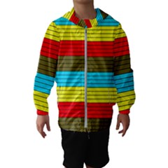 Multicolor With Black Lines Kids  Hooded Windbreaker by tmsartbazaar