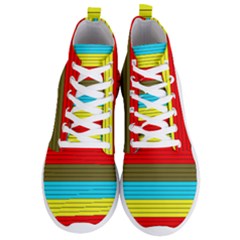 Multicolor With Black Lines Men s Lightweight High Top Sneakers