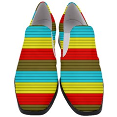 Multicolor With Black Lines Women Slip On Heel Loafers by tmsartbazaar