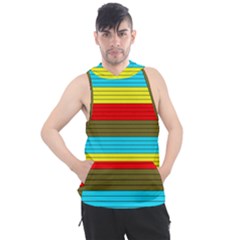 Multicolor With Black Lines Men s Sleeveless Hoodie