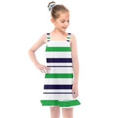 Green With Blue Stripes Kids  Overall Dress by tmsartbazaar