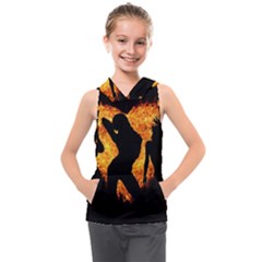 Shadow Heart Love Flame Girl Sexy Pose Kids  Sleeveless Hoodie by HermanTelo