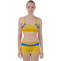 Bright Yellow With Blue Perfect Fit Gym Set by tmsartbazaar