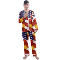 Flage Save Usa Corona Men s Long Sleeve Satin Pyjamas Set by HermanTelo