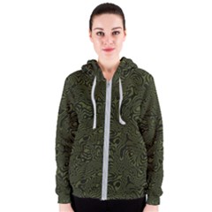 Army Green And Black Stripe Camo Women s Zipper Hoodie by SpinnyChairDesigns