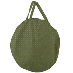 Army Green Color Polka Dots Giant Round Zipper Tote by SpinnyChairDesigns