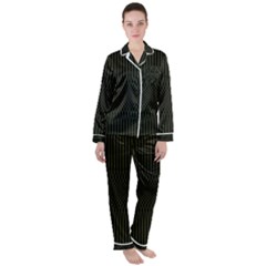 Army Green Black Stripes Satin Long Sleeve Pyjamas Set by SpinnyChairDesigns