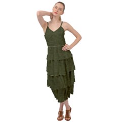 Army Green Texture Layered Bottom Dress by SpinnyChairDesigns