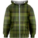 Army Green Color Plaid Kids  Zipper Hoodie Without Drawstring View1