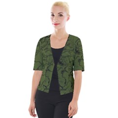 Amy Green Color Grunge Cropped Button Cardigan by SpinnyChairDesigns