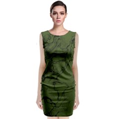 Amy Green Color Grunge Sleeveless Velvet Midi Dress by SpinnyChairDesigns