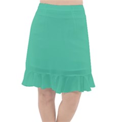 True Biscay Green Solid Color Fishtail Chiffon Skirt by SpinnyChairDesigns