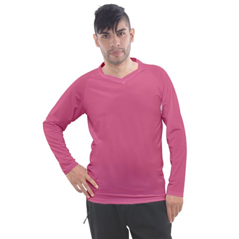 True Blush Pink Color Men s Pique Long Sleeve Tee by SpinnyChairDesigns