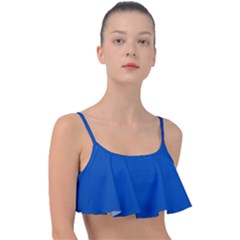 True Cobalt Blue Color Frill Bikini Top by SpinnyChairDesigns