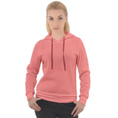 True Coral Pink Color Women s Overhead Hoodie by SpinnyChairDesigns