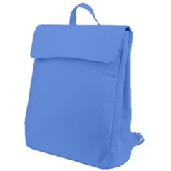 True Cornflower Blue Color Flap Top Backpack by SpinnyChairDesigns