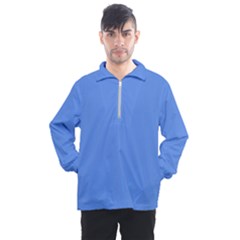 True Cornflower Blue Color Men s Half Zip Pullover by SpinnyChairDesigns