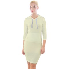 True Cream Color Quarter Sleeve Hood Bodycon Dress by SpinnyChairDesigns