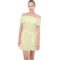 True Cream Color Off Shoulder Chiffon Dress by SpinnyChairDesigns