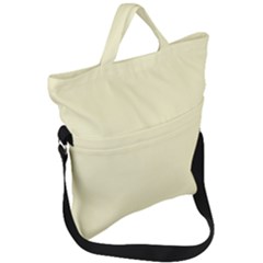 True Cream Color Fold Over Handle Tote Bag by SpinnyChairDesigns