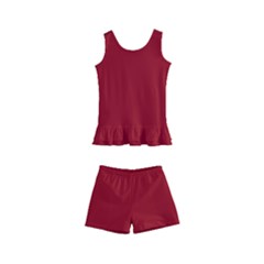 True Dark Red Color Kids  Boyleg Swimsuit