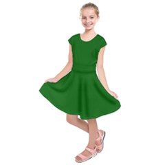 True Emerald Green Color Kids  Short Sleeve Dress by SpinnyChairDesigns