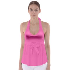 Hot Hollywood Pink Color Babydoll Tankini Top by SpinnyChairDesigns