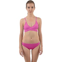 Hot Hollywood Pink Color Wrap Around Bikini Set by SpinnyChairDesigns