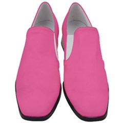 Hot Hollywood Pink Color Women Slip On Heel Loafers by SpinnyChairDesigns