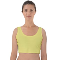 True Lemon Yellow Color Velvet Crop Top by SpinnyChairDesigns