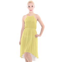 True Lemon Yellow Color High-low Halter Chiffon Dress  by SpinnyChairDesigns