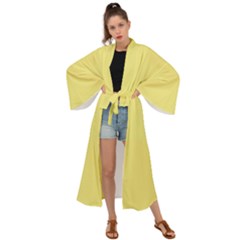 True Lemon Yellow Color Maxi Kimono by SpinnyChairDesigns