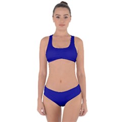 True Navy Blue Color Criss Cross Bikini Set