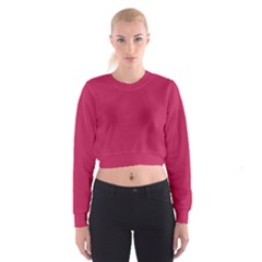 Rose Red Color Cropped Sweatshirt