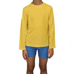 True Saffron Yellow Color Kids  Long Sleeve Swimwear by SpinnyChairDesigns