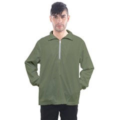Sage Green Color Men s Half Zip Pullover by SpinnyChairDesigns