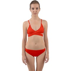 Scarlet Red Color Wrap Around Bikini Set by SpinnyChairDesigns