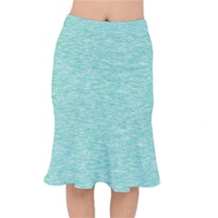 Biscay Green Texture  Short Mermaid Skirt by SpinnyChairDesigns