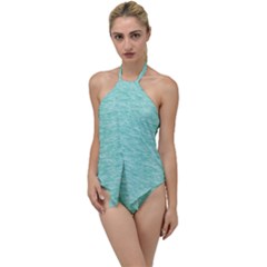 Biscay Green Texture  Go With The Flow One Piece Swimsuit by SpinnyChairDesigns