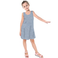 Faded Denim Blue Texture Kids  Sleeveless Dress by SpinnyChairDesigns