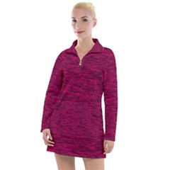 Fuschia Pink Texture Women s Long Sleeve Casual Dress by SpinnyChairDesigns