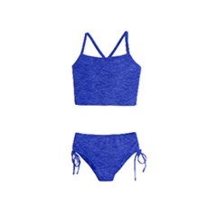 Cobalt Blue Color Texture Girls  Tankini Swimsuit by SpinnyChairDesigns