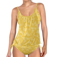 Saffron Yellow Butterflies Batik Tankini Set by SpinnyChairDesigns