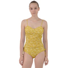 Saffron Yellow Butterflies Batik Sweetheart Tankini Set by SpinnyChairDesigns