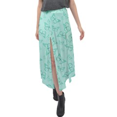 Biscay Green Monarch Butterflies Velour Split Maxi Skirt by SpinnyChairDesigns