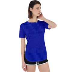 Cobalt Blue Color Stripes Perpetual Short Sleeve T-shirt by SpinnyChairDesigns