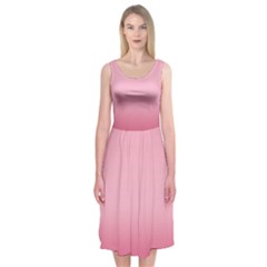 Blush Pink Color Gradient Ombre Midi Sleeveless Dress by SpinnyChairDesigns